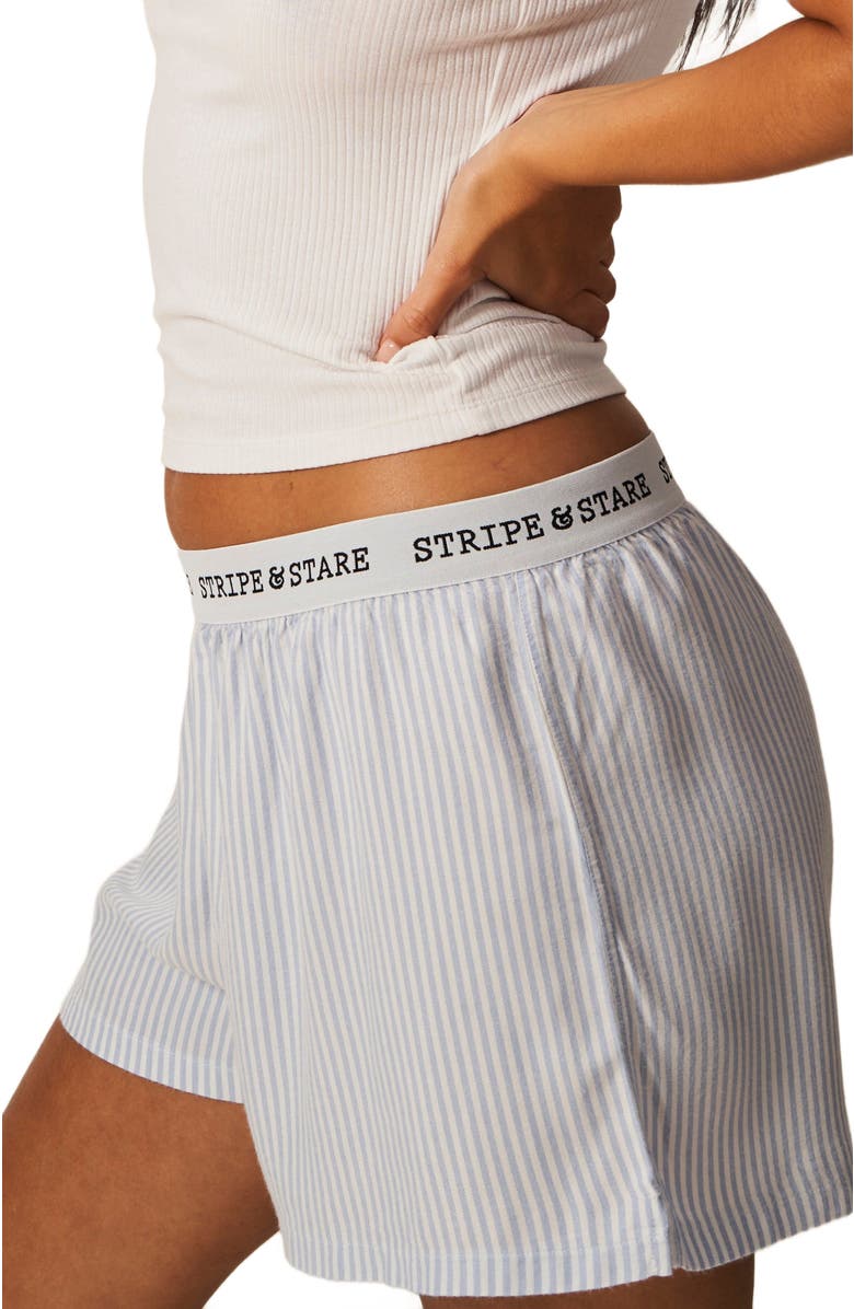 Stripe & Stare Ecovero Pyjama Shorts, Alternate, color, Blue Stripe