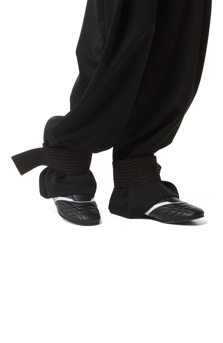 MCM Pants in Wool Twill and Monogram Print Leather, Alternate, color, Black