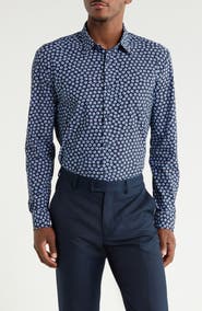 BOSS P-Roan Kent Long Sleeve Cotton Button-Up Shirt