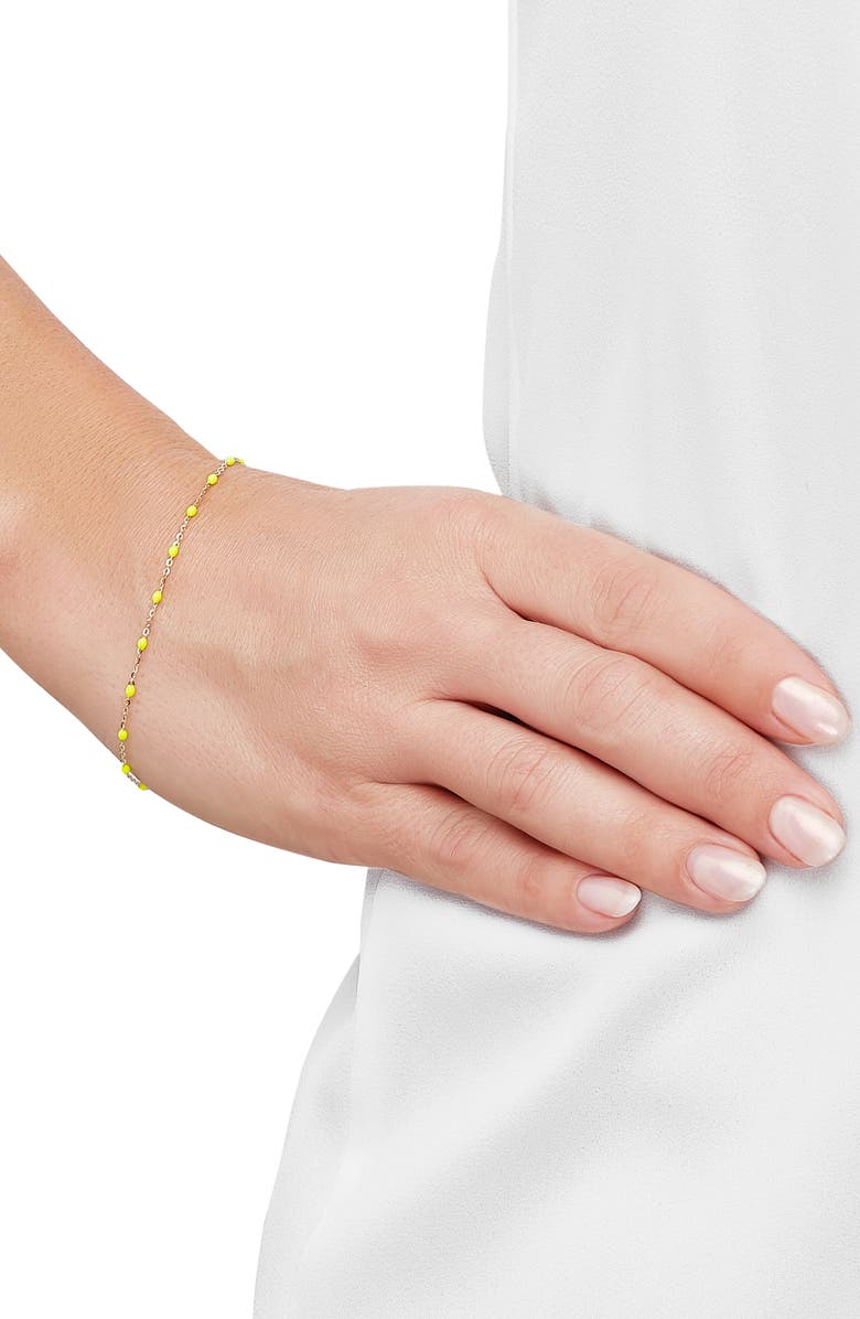 Frankie & Zoe 2.5mm Green Enamel Station Bracelet, Alternate, color, Yellow Gold