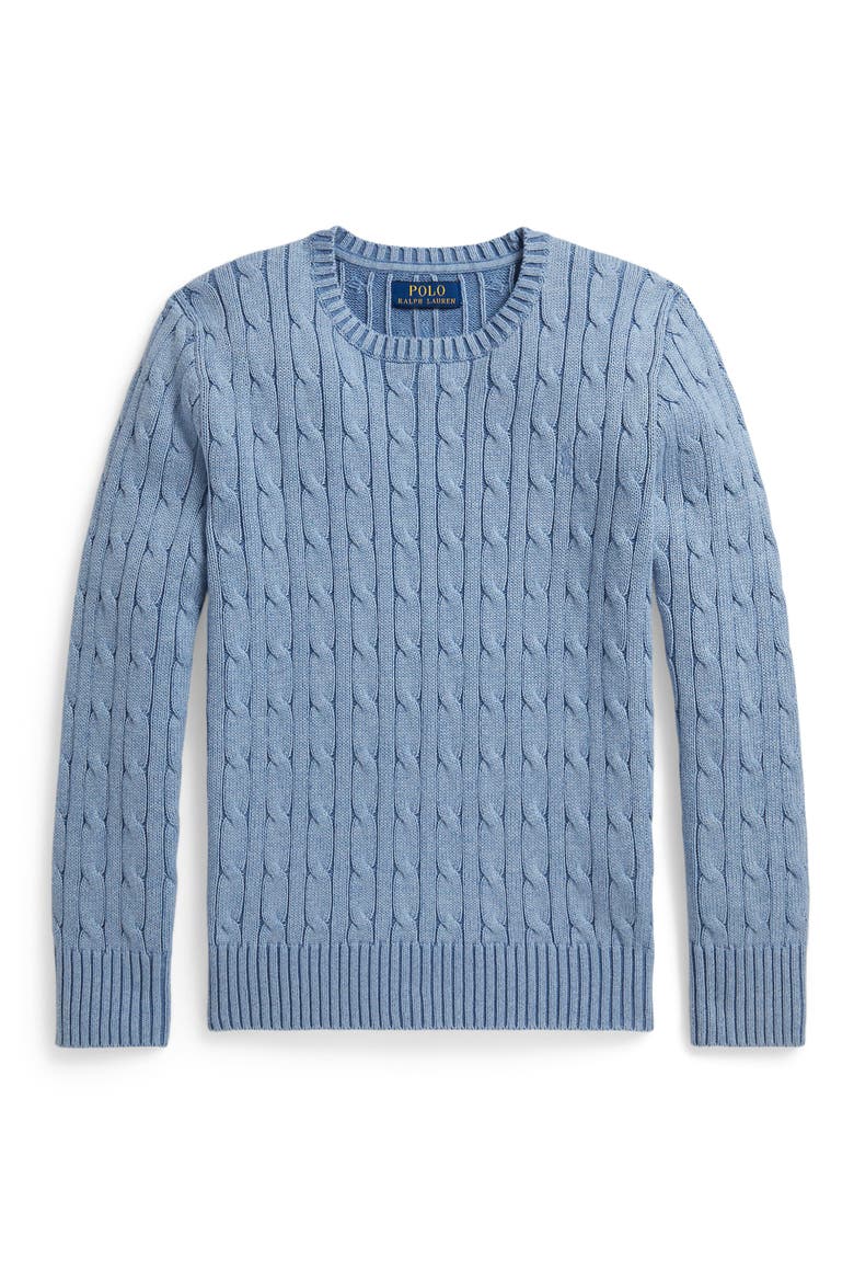 Kids' Cable Stitch Sweater, Main, color, BLUE HEATHER