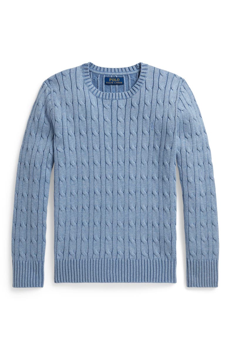 Polo Ralph Lauren Kids' Cable Stitch Sweater, Main, color, Blue Heather
