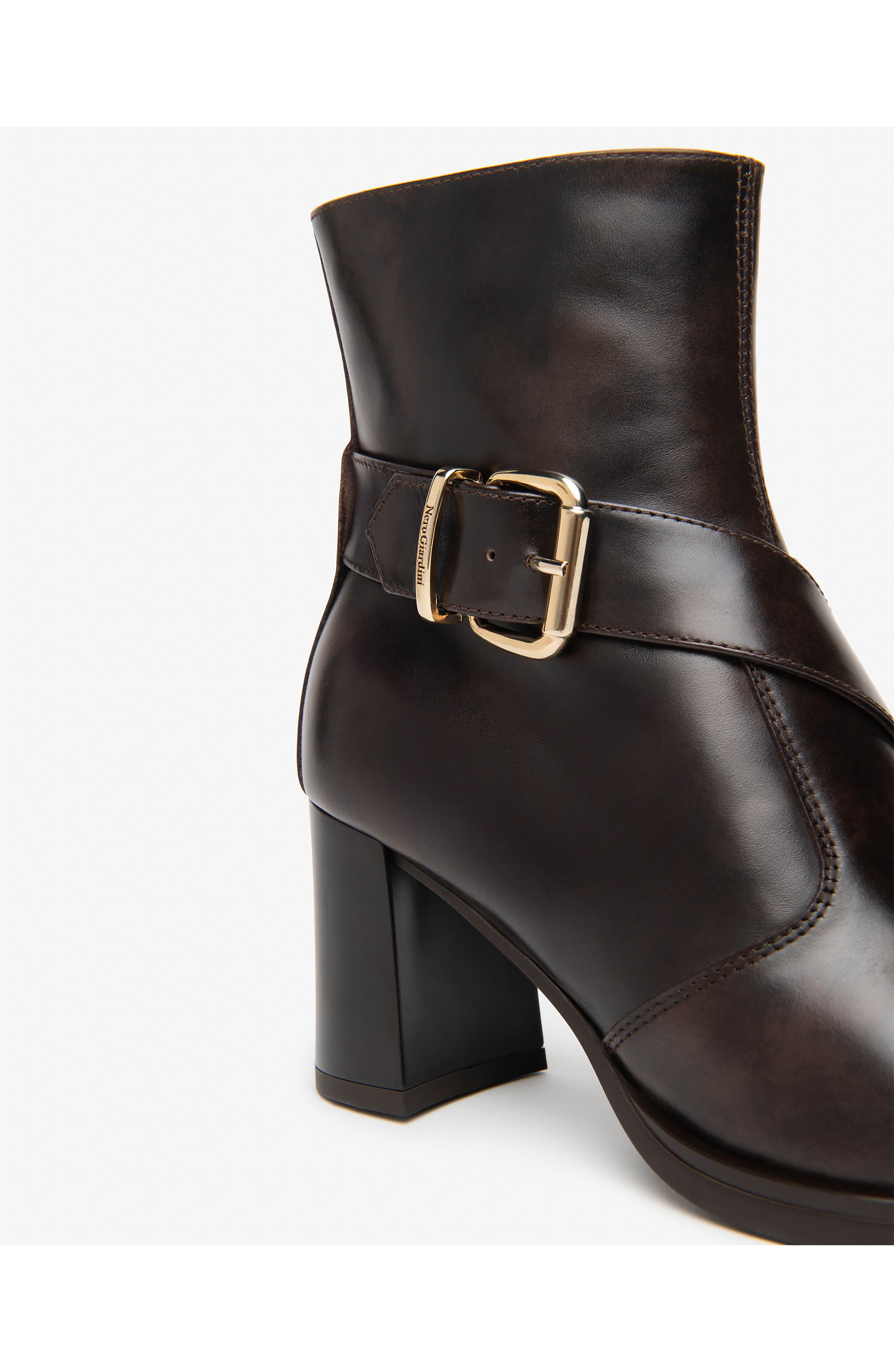 Leather Ankle Strap Bootie, Alternate, color, CHOCOLATE