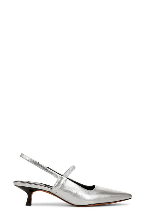 Vince Bianca Metallic Kitten Slingback Pumps In Silver