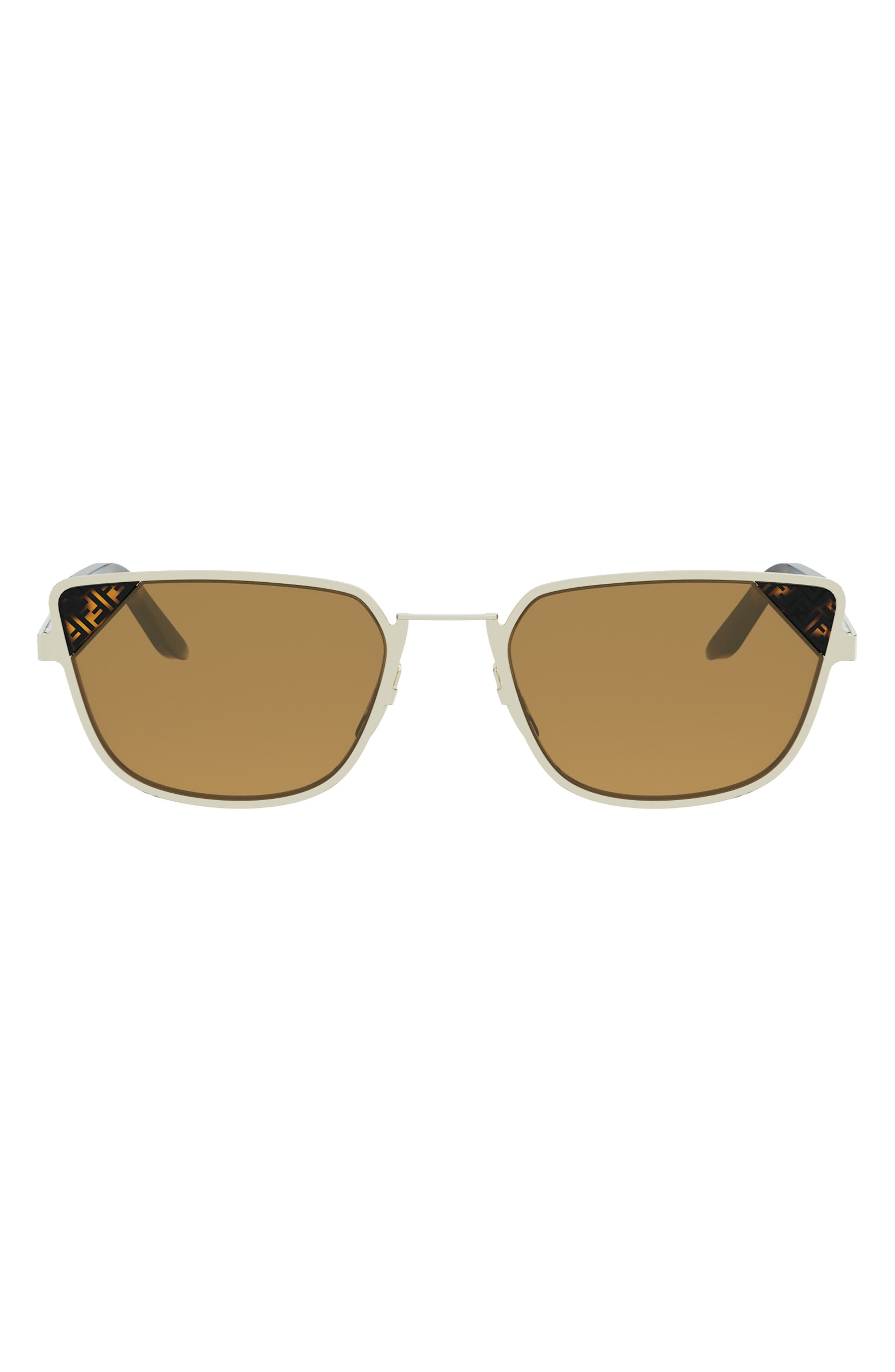 Fendi Signature 53.7mm Rectangular Sunglasses In Gold