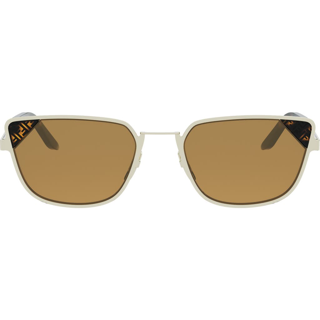 Fendi Signature 53.7mm Rectangular Sunglasses In Gold