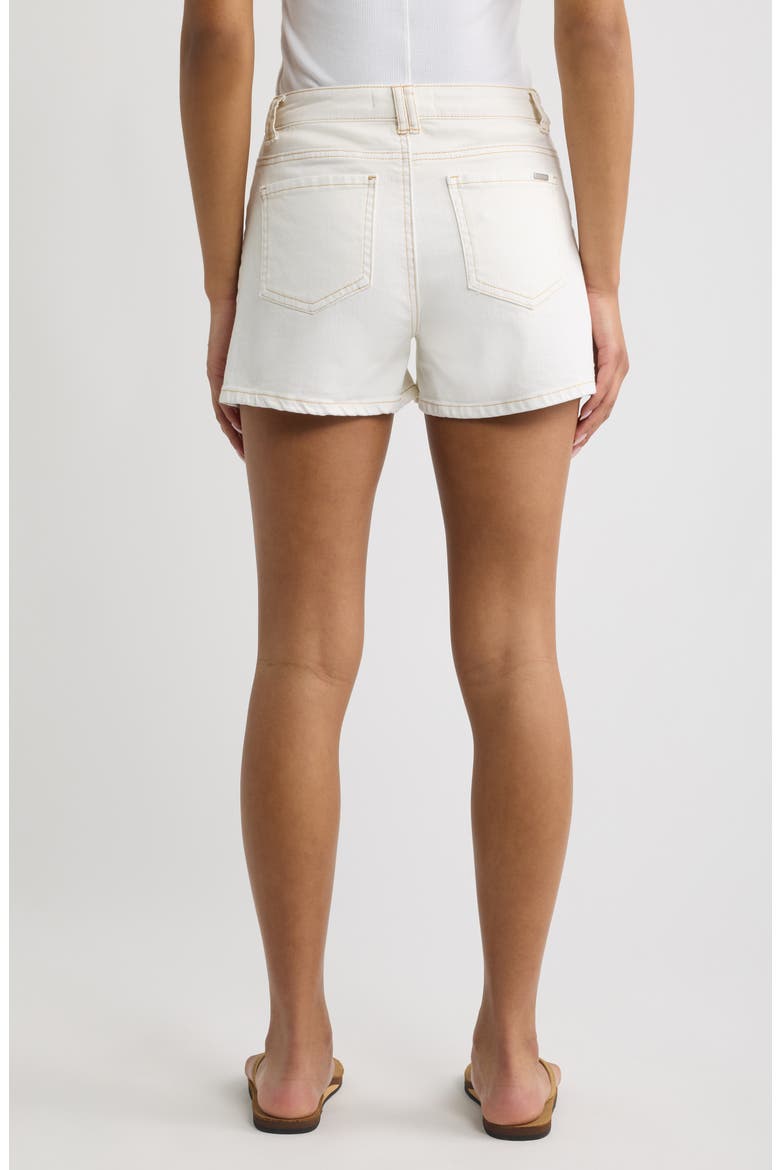 Seamed Stretch Denim Shorts, Alternate, color, ECRU