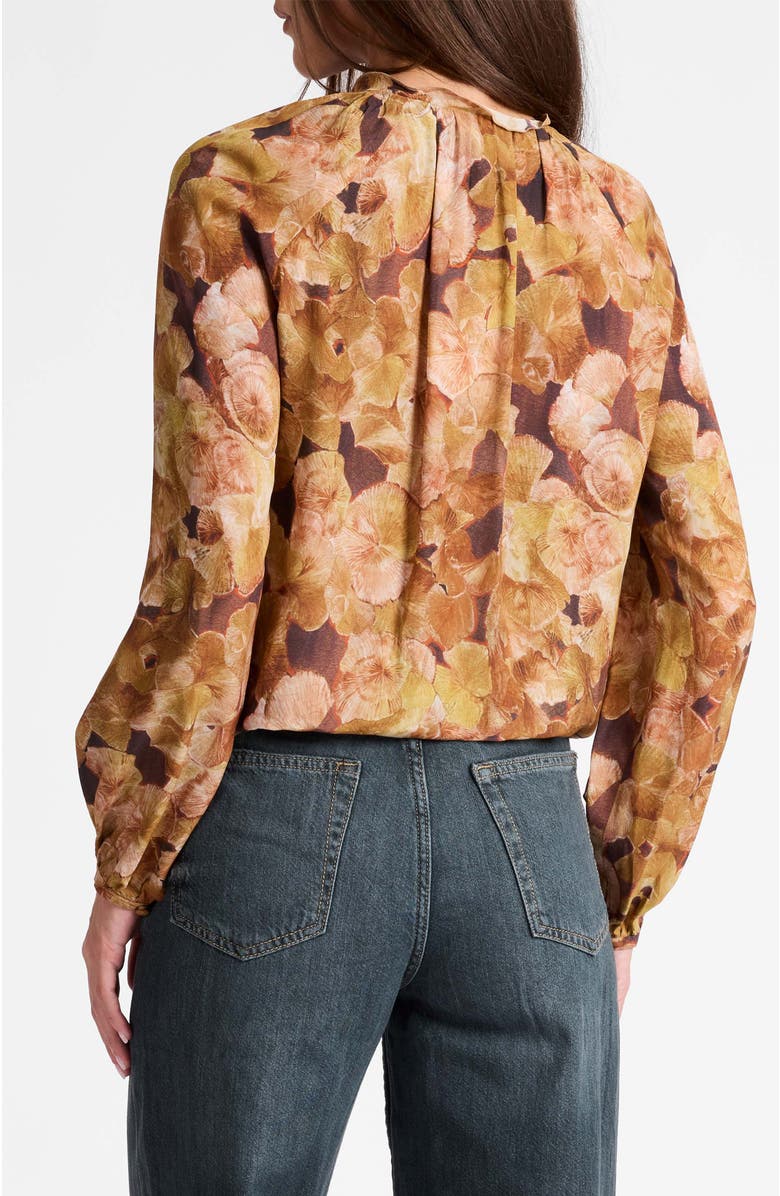 Santorelli Skyla Long Sleeve Ruffle Blouse in Floral Crepe, Alternate, color, Hazelwood Multi