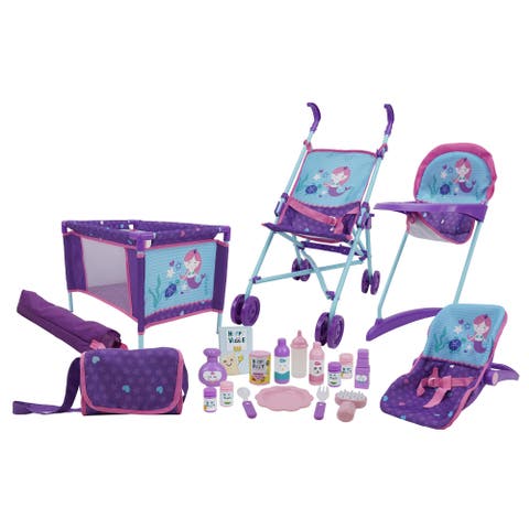 Mermaid Doll Stroll n Play 
Care Set, 21 Pieces