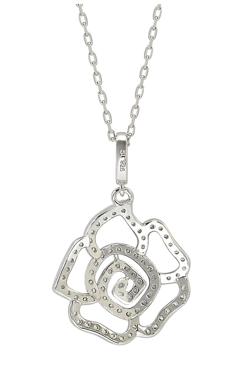 SUZY LEVIAN Sterling Silver Cubic Zirconia Flower Pendant Necklace, Alternate, color, 