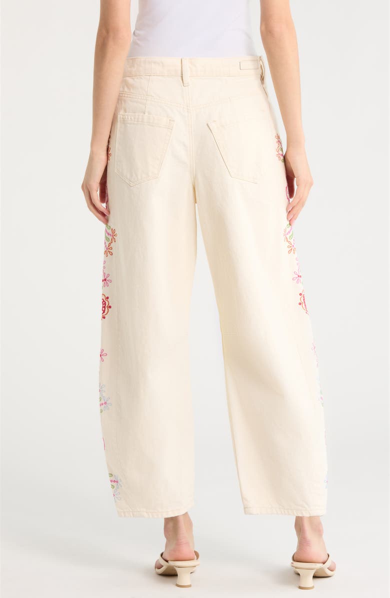 BLANKNYC Floral Embroidery Barrel Leg Jeans, Alternate, color, Spring Fling