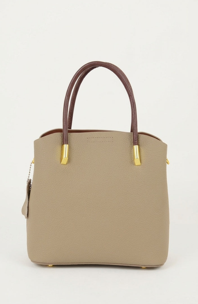 Modenaire Structured Leather Tote with Contrast Handles and Crossbody Strap, Main, color, Gold