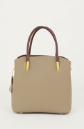 Modenaire Structured Leather Tote with Contrast Handles and Crossbody Strap