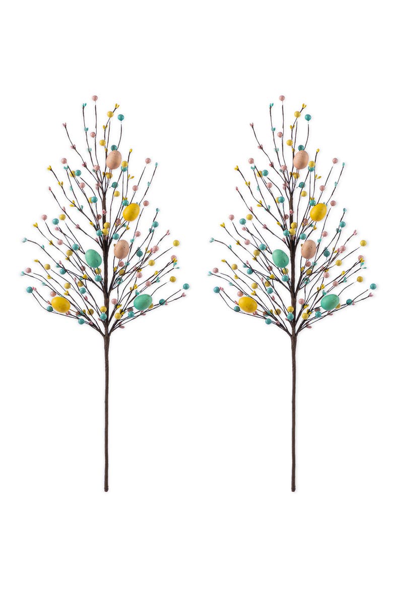 Set of 2 28"H Easter Berries & Eggs & Leaves Picks, Main, color, Blue