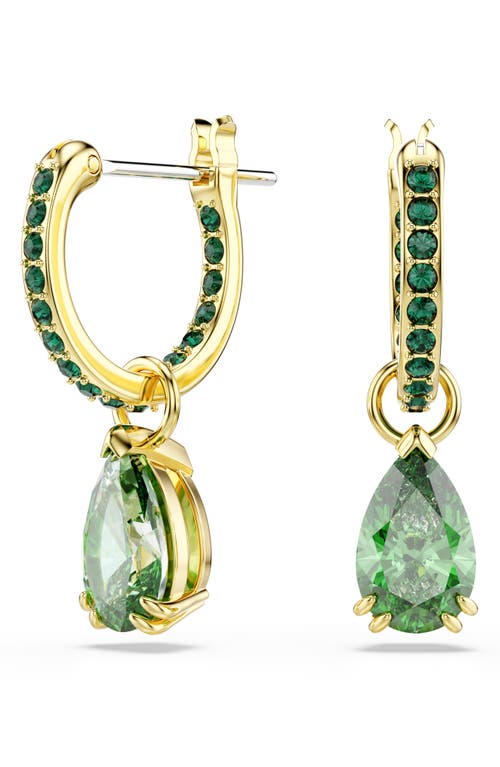 Swarovski Attract Drop Hoop Earrings In Green