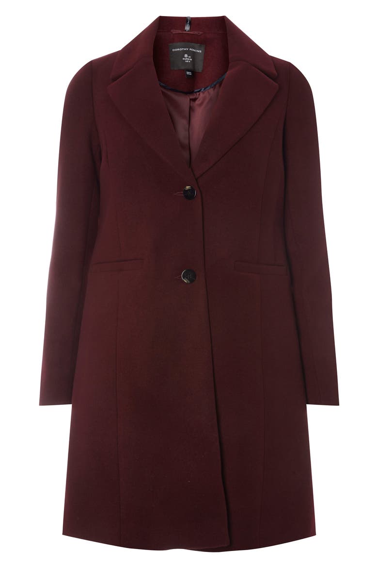 Single Breasted Coat, Alternate, color, BERRY RED