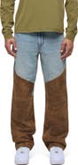 Hudson Jeans Relaxed Fit Denim & Suede Work Pants