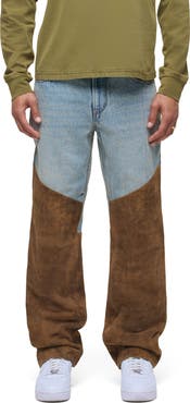 Hudson Jeans Relaxed Fit Denim & Suede Work Pants