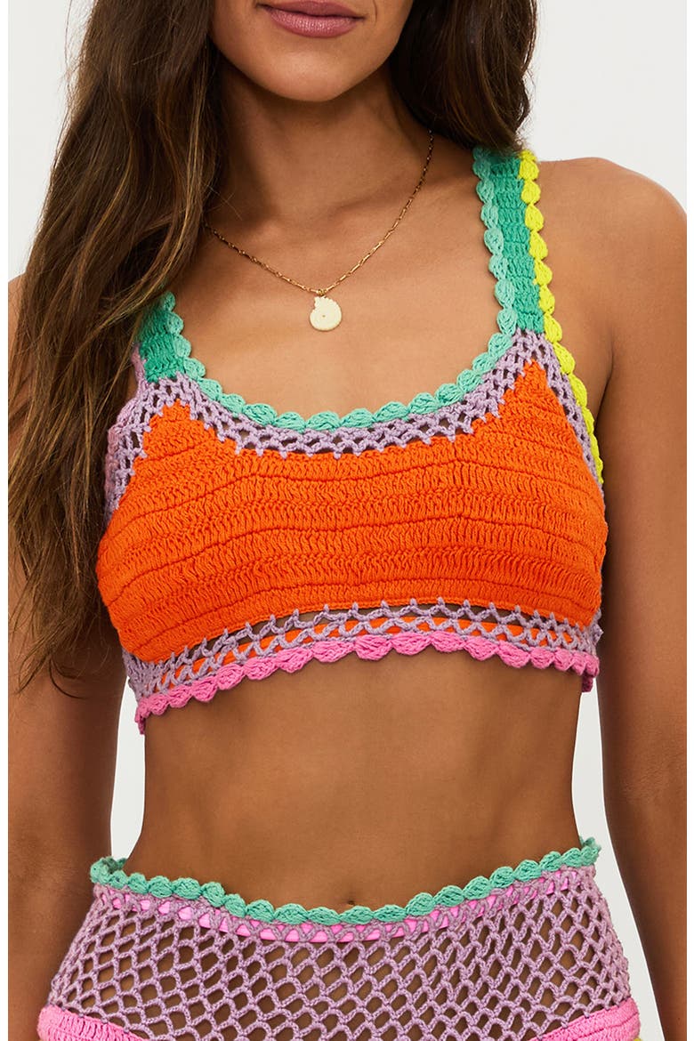 Elliot Crochet Bikini Top, Main, color, TECHNICOLOR RAYS