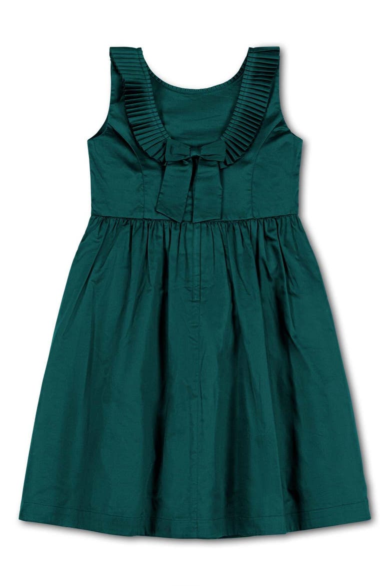 Kids' Organic Pleated Collar Party Dress, Alternate, color, Deep Green