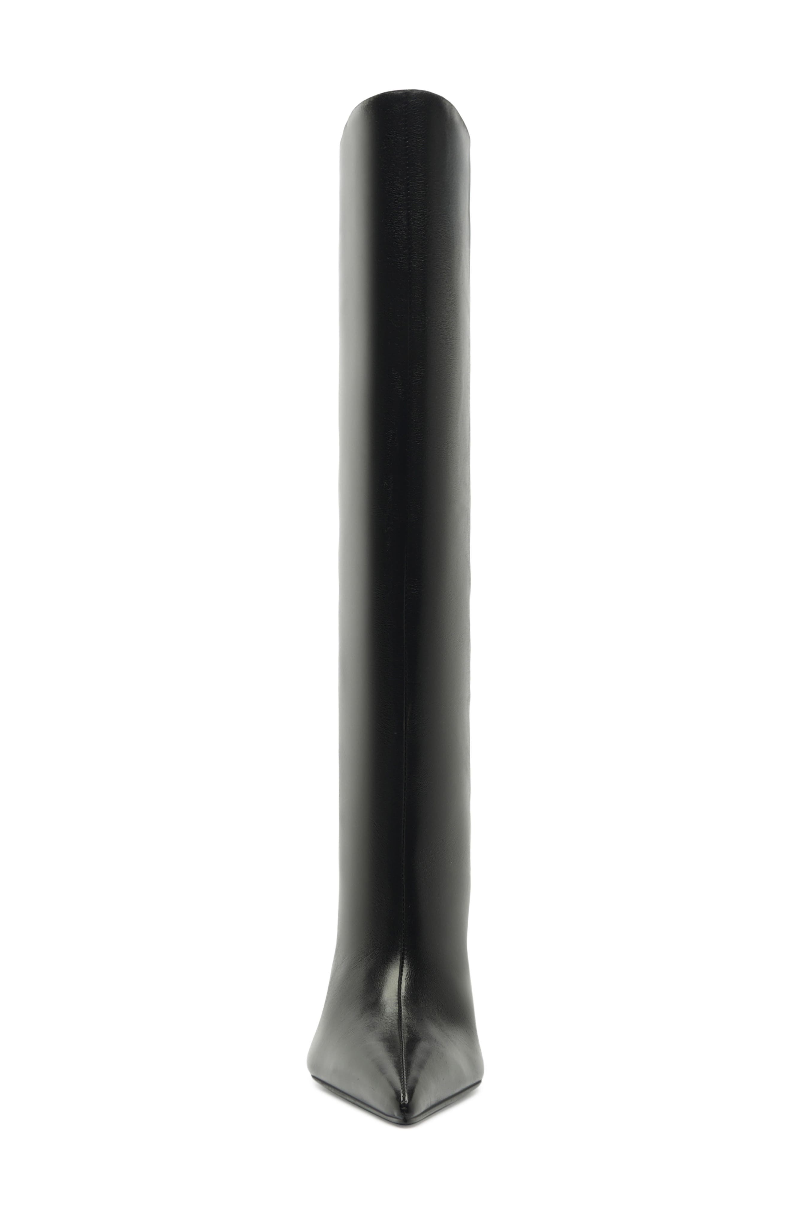Siena Pointed Toe Knee High Wedge Boot, Alternate, color, BLACK PATENT