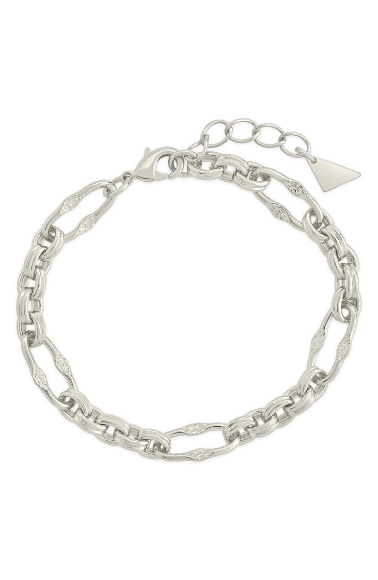 Sterling Forever Tegan Textured Chain Bracelet, Main, color, Silver