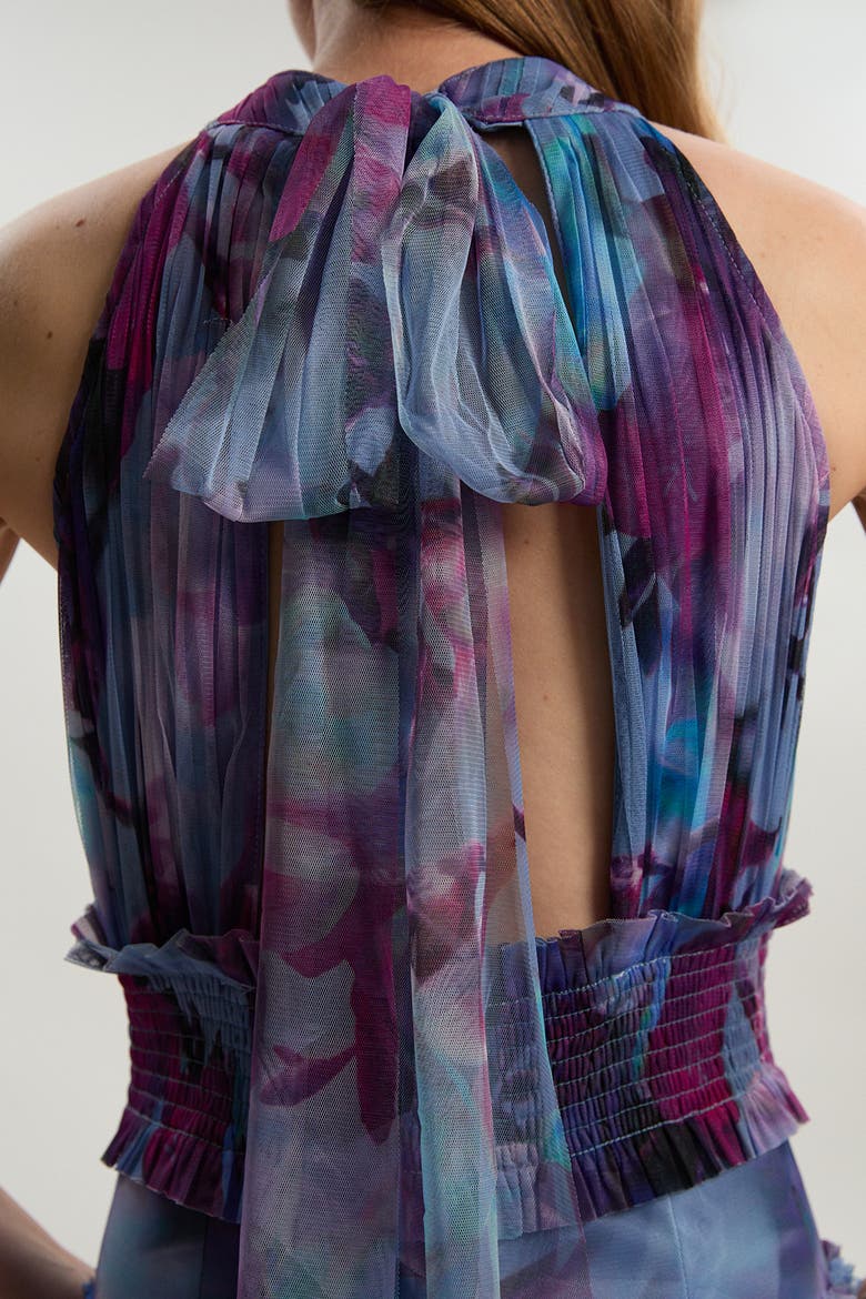 Tulle Layered Halter Neck Maxi Dress, Alternate, color, Floral
