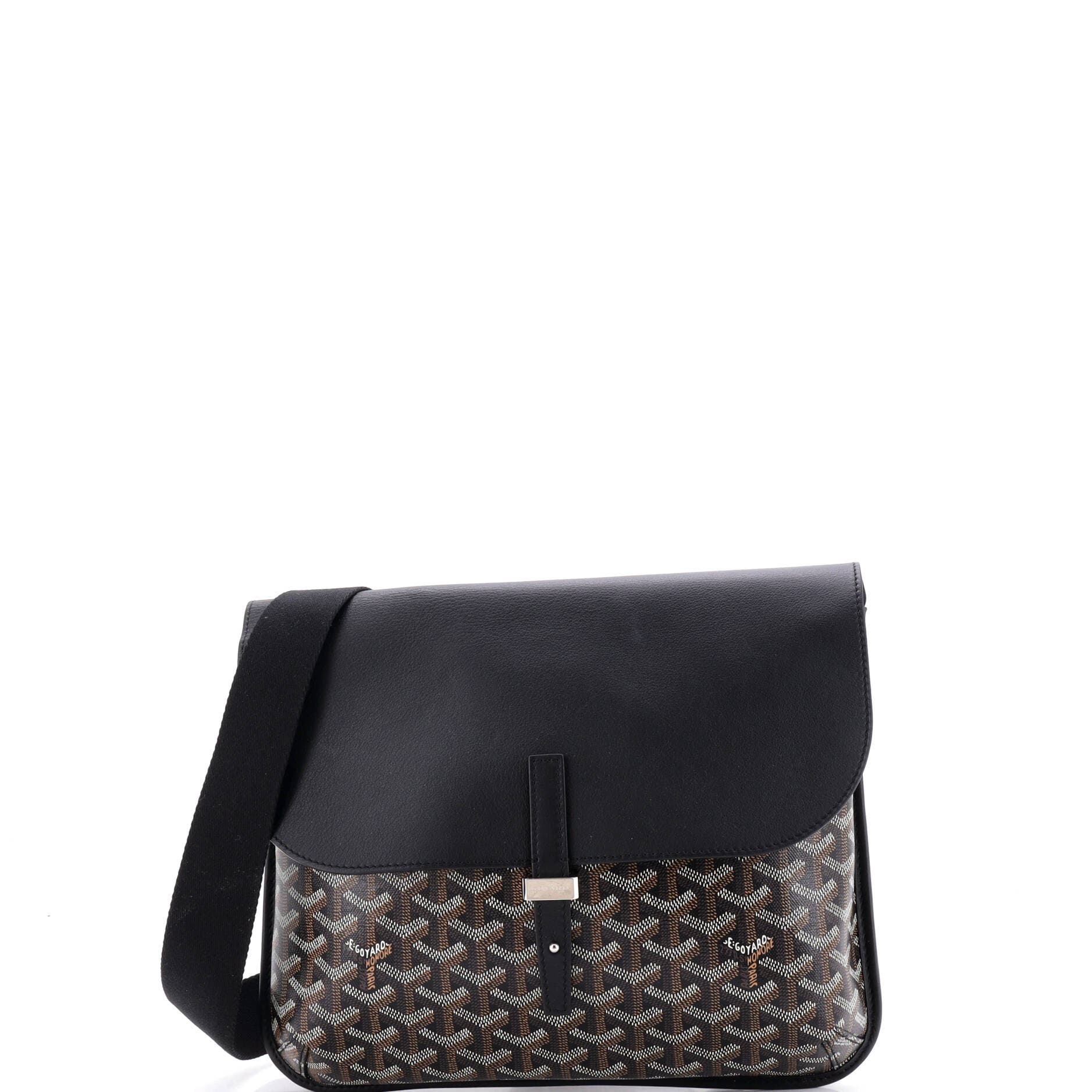 Coursier Messenger Bag Coated Canvas and Leather, Main, color, Black