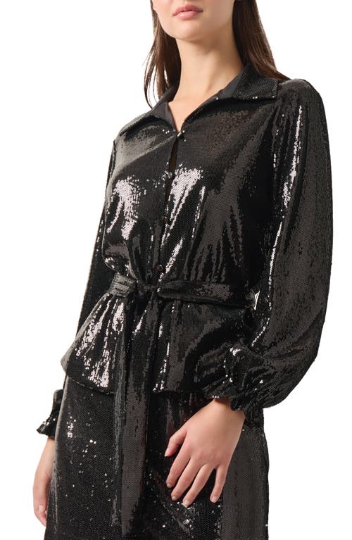 Misook Sequin Novelty Shirt Jacket in Black 