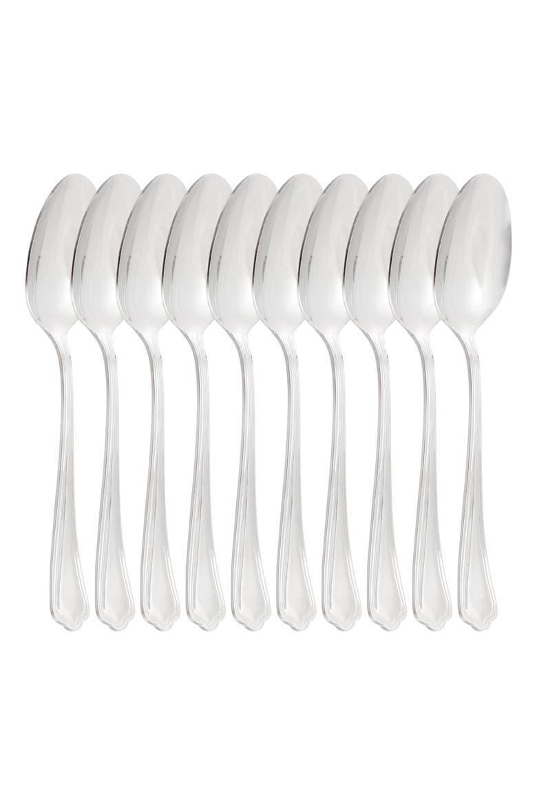 10 Piece Stainless Steel Dinner Spoon Set, Main, color, Silver