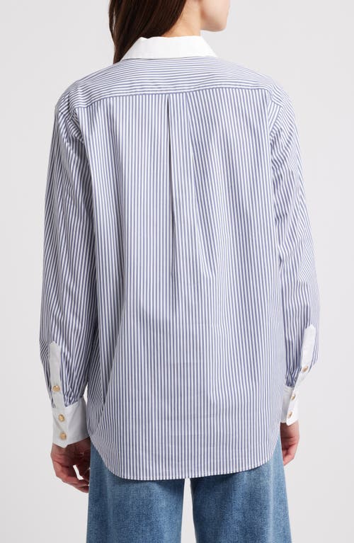 Frame The Borrowed Button-up Shirt In Dark Chambray Multi
