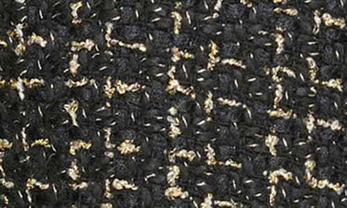 Karl Lagerfeld Paris Knit Collar Metallic Tweed Bomber Jacket In Black Gold