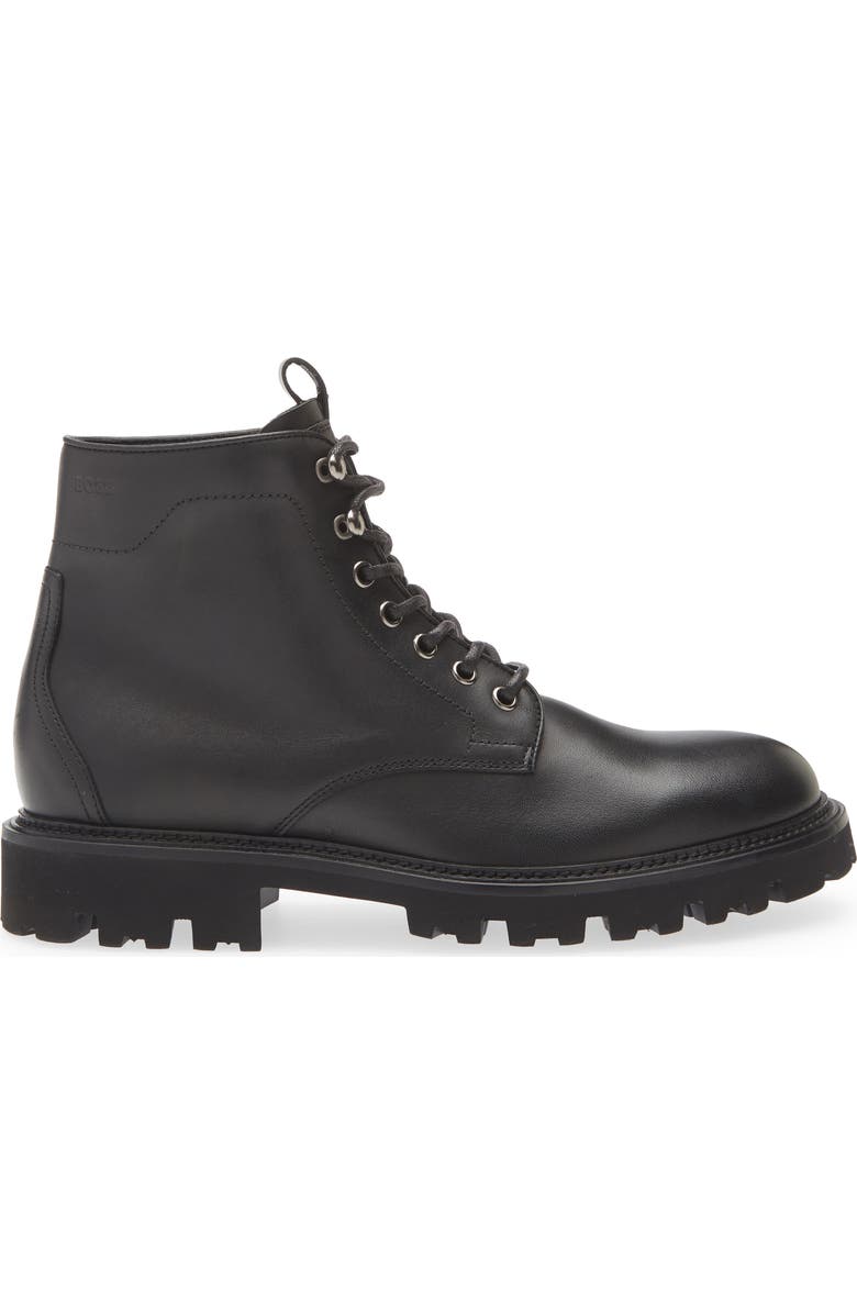BOSS Plain Toe Lug Sole Boot, Alternate, color, Black