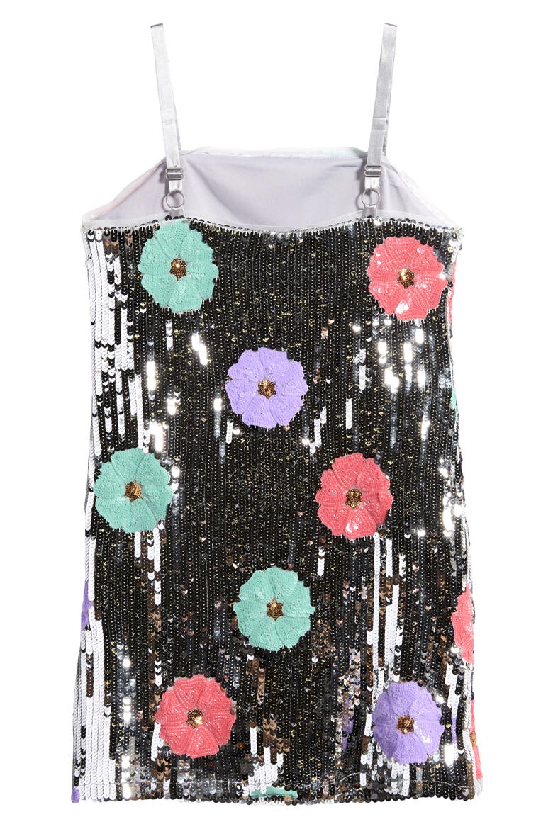 Kids' Floral Sequin Dress, Alternate, color, SILVER/MULTI