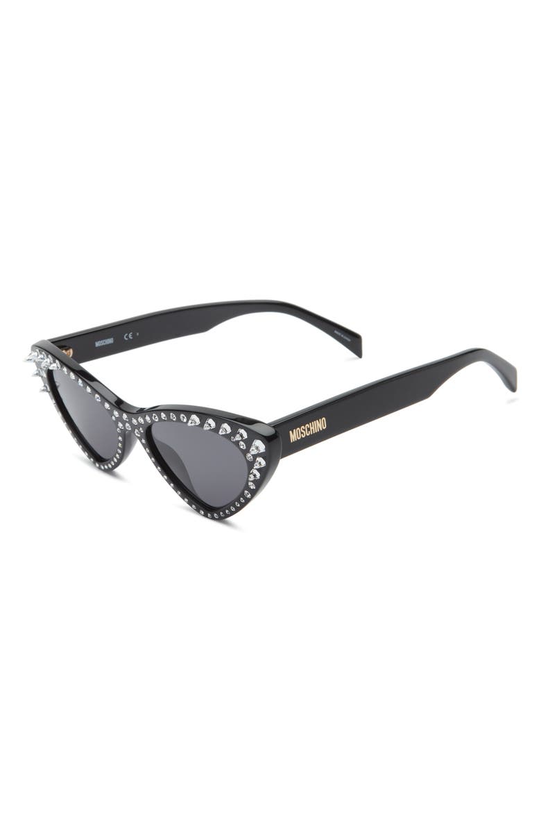 Moschino 52mm Cat Eye Sunglasses, Alternate, color, Black