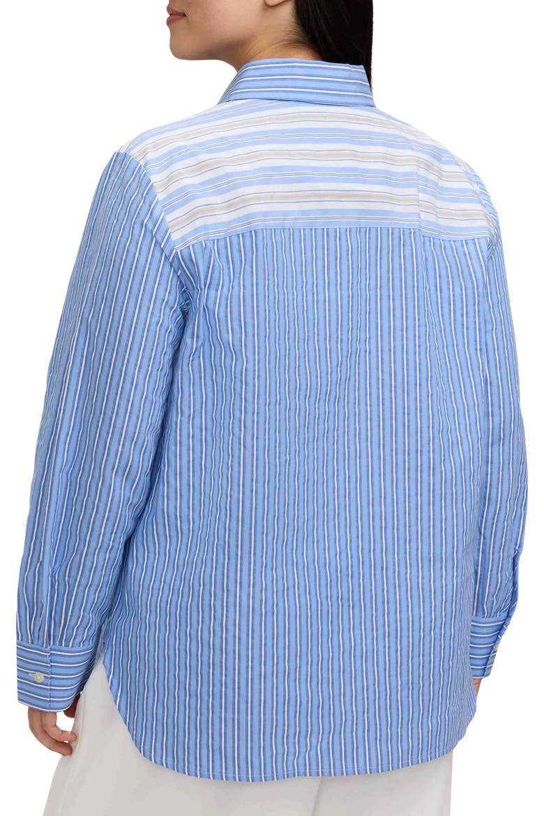 Meghan Mix Stripe Seersucker Button-Up Top, Alternate, color, BLUE MULTI