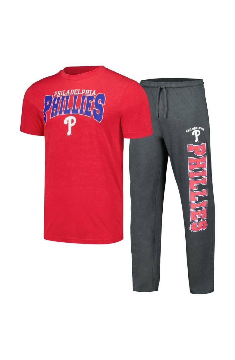 CONCEPTS SPORT Men's Concepts Sport Charcoal/Red Philadelphia Phillies Meter T-Shirt & Pants Sleep Set, Alternate, color, 