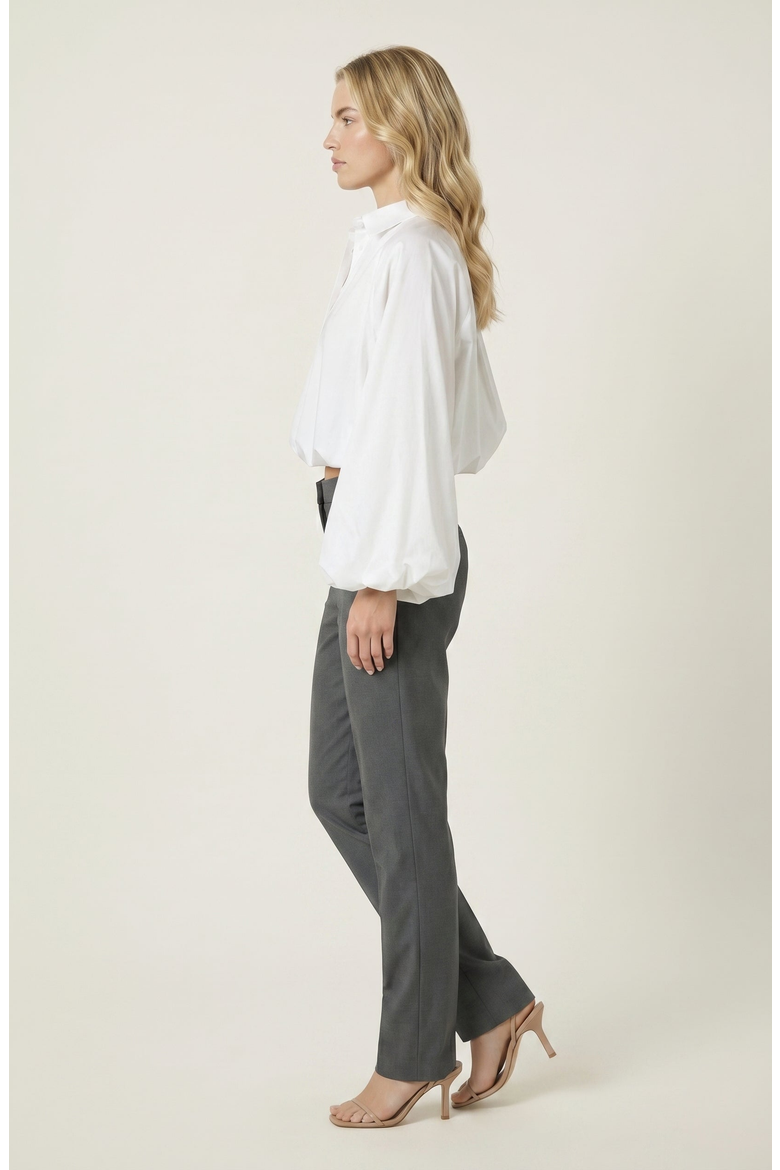 Long Sleeve Cropped Elastic Hem Blouse, Alternate, color, White
