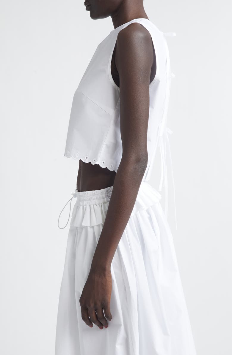 Cecilie Bahnsen Deeba Broderie Anglaise Cotton Poplin Crop Top, Alternate, color, White