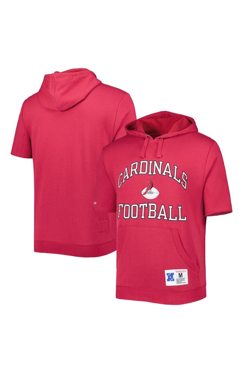 Mitchell & Ness Men's Mitchell & Ness Cardinal Arizona Cardinals Washed Short Sleeve Pullover Hoodie, Main, color, Cardinal