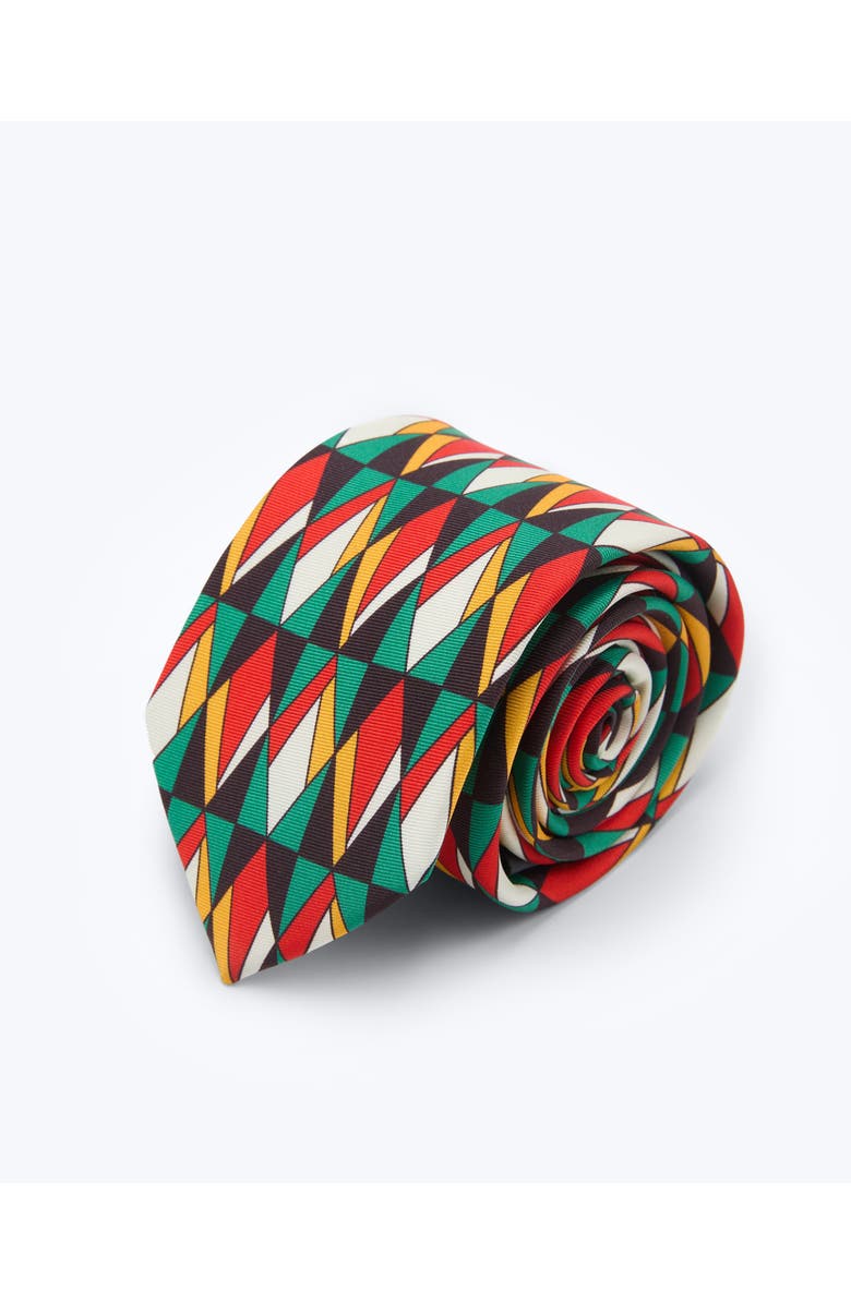 Knottery & Co Prism Diamond Printed Silk Tie, Main, color, Emerald