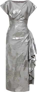 Lela Rose Florence Metallic Jacquard Sheath Dress