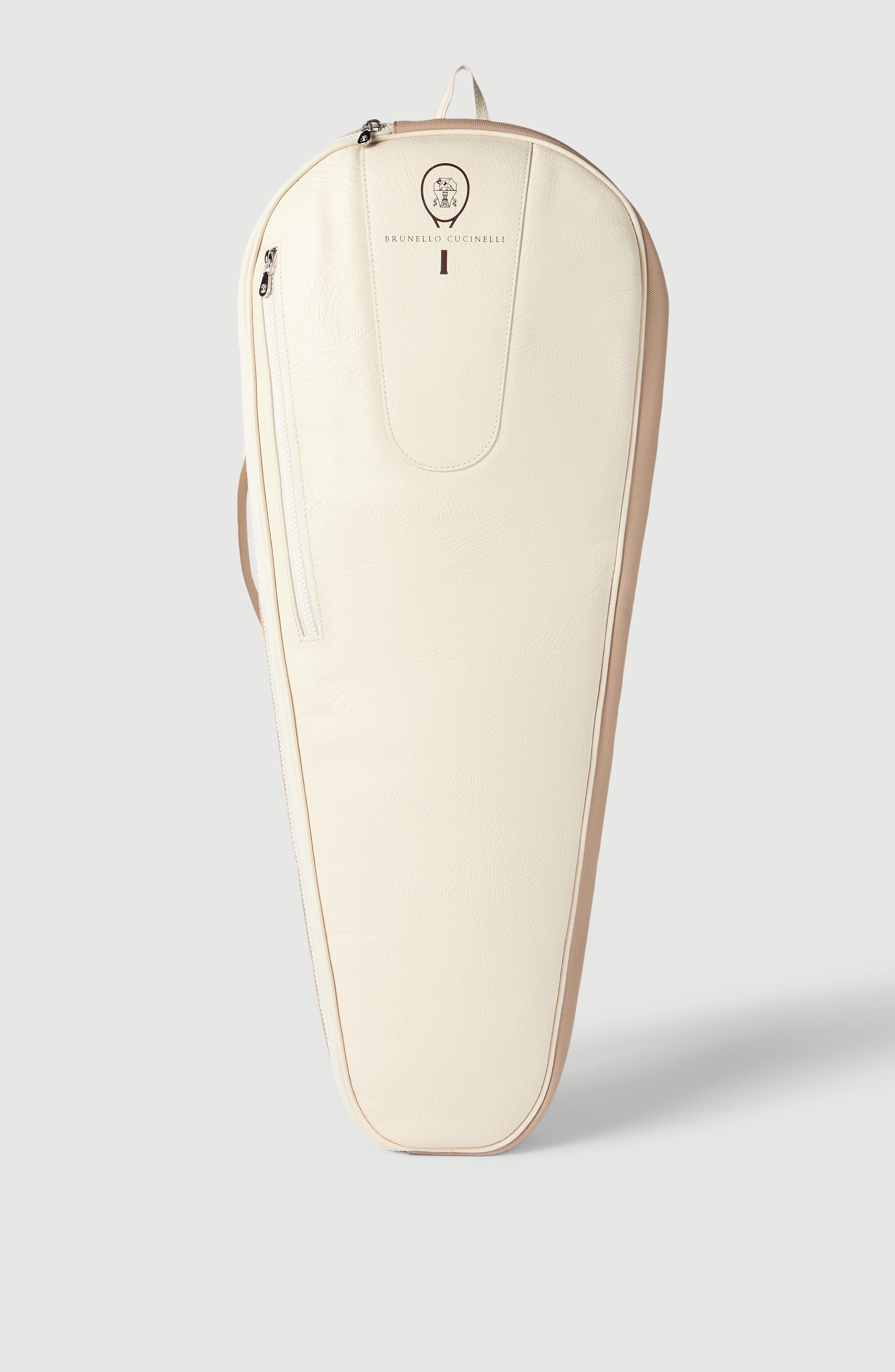 Grained leather tennis racket cover, Main, color, Chalk