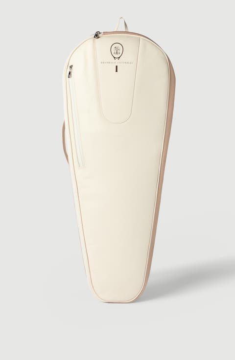 Grained leather tennis racket cover