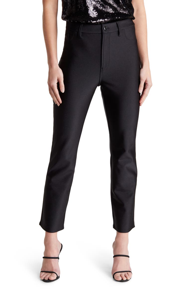 Compression Shine Straight Leg Crop Pants, Main, color, BLACK001