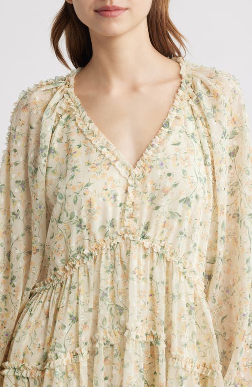 Chelsea28 Tiered Ruffle Long Sleeve Chiffon Dress In Yellow