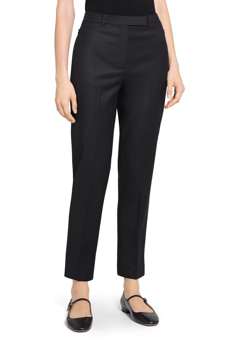 Sleek Flannel High Waist Taper Pants, Main, color, BLACK