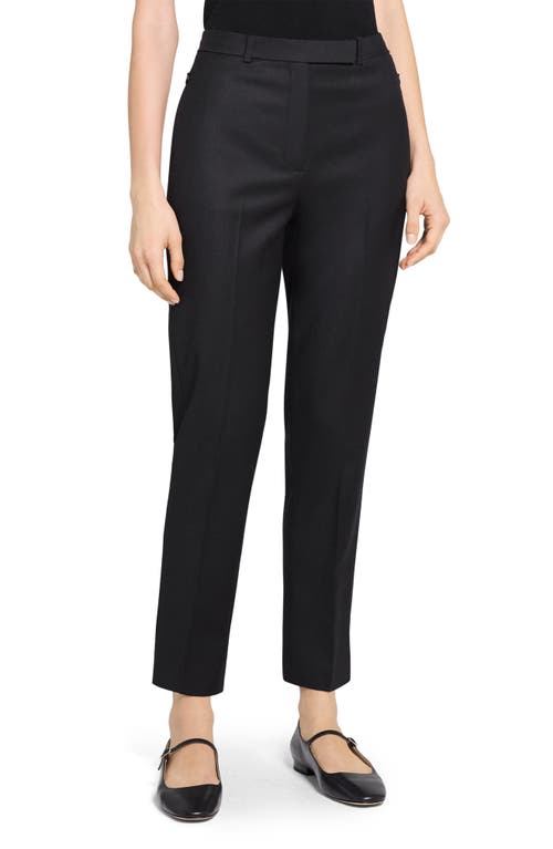 Theory High Waist Taper Leg Virgin Wool Pants In Black