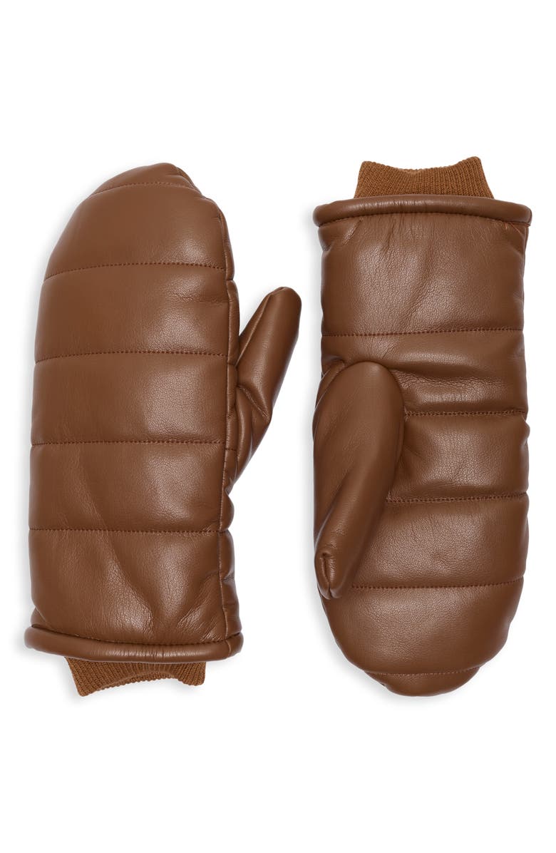 BCBGeneration Quilted Puffer Mittens, Main, color, Neutral