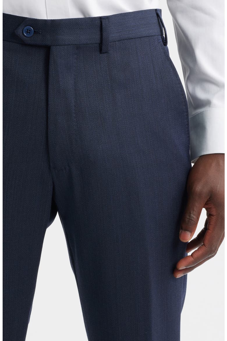 Flat Front Navy Wool Dress Pants, Alternate, color, NAVY